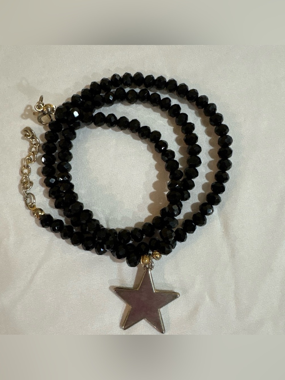 Black Spinal Beaded Wrap Bracelet with Star Charm
